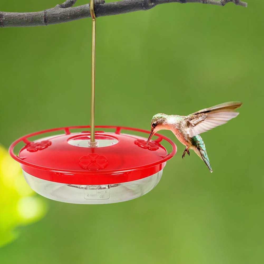 

Hanging Bird Feeder with Copper Hook 4 Ports 14oz Round Hummingbird Feeder for Outdoor Garden Yard Decoration