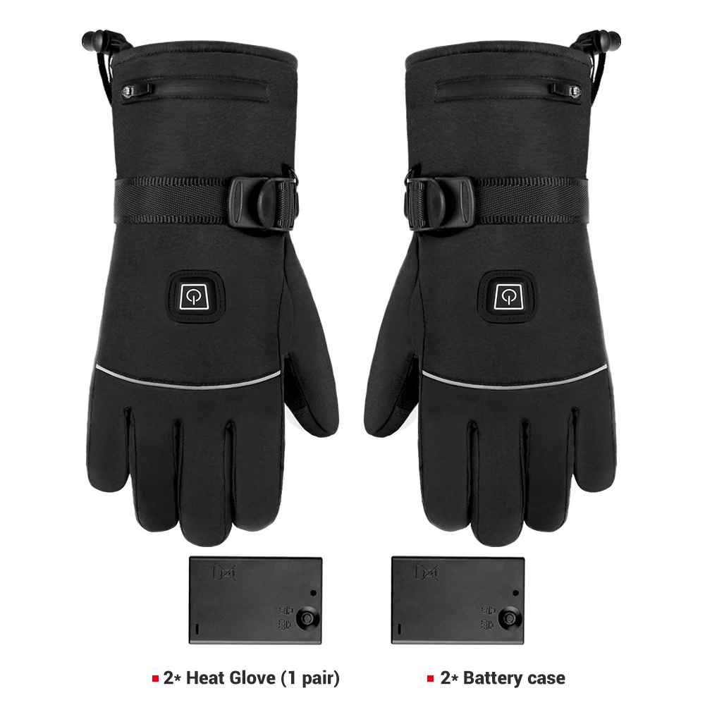 A2 No Battery HEROBIKER Мотоциклетные Перчатки Водонепроницаемый с подогревом Guantes Сенсорный экран Батарея приведенный в действие Мотогонки Ездовые перчатки зимние - Цвет: A2 No Battery