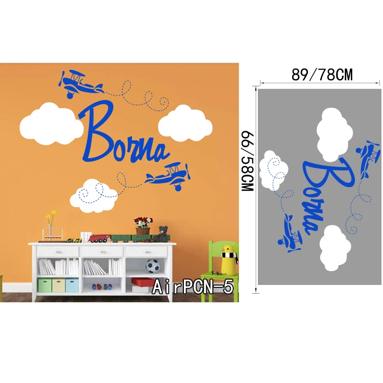 Персонализированные виниловые наклейки на стены самолета стикер для детской