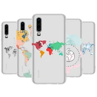 luxury world map trave anime transparent clear phone case for huawei honor 20 10 9 8a 7 5t x pro lite 5g etui coque hoesjes c