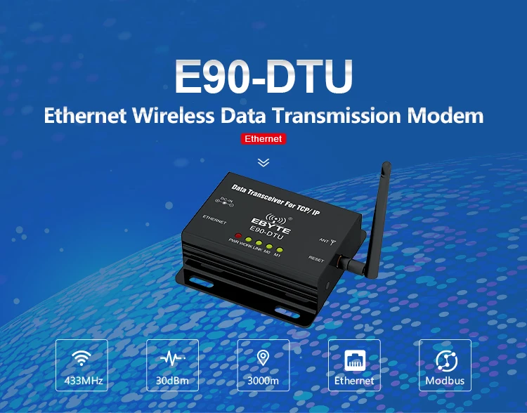 Ethernet Modbus 433 МГц 1 Вт IoT TCXO E90-DTU-433C30E дальний PLC передача данных беспроводной трансивер модем ethernet модем