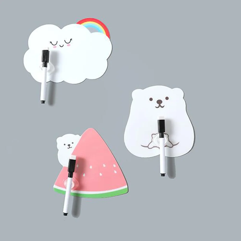 

6 Set Erasable Fridge Reminder with Pen Message Board Sticker Whiteboard Sheet (Watermelon, Cloud, Mother Bear Style)