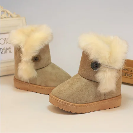 Classic Turned-over Baby Plush Children Boots for Boys Girls 2019 Artificial Fur High Top Keep Warm Kids Shoes Not Smooth | Детская