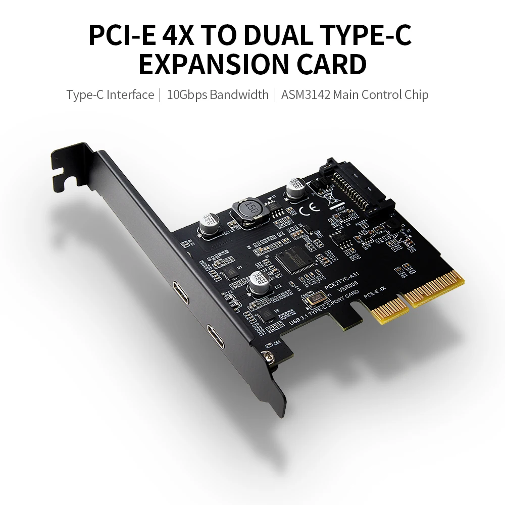 Суперскоростная карта USB 3 1 PCI Express с двумя реверсивными портами Type C 5 В 15