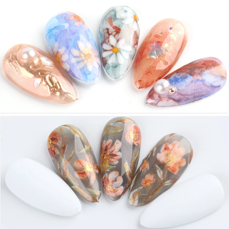 Акварель для ногтей 6/12 цветов однотонная металлик синий фиолетовый жемчужный