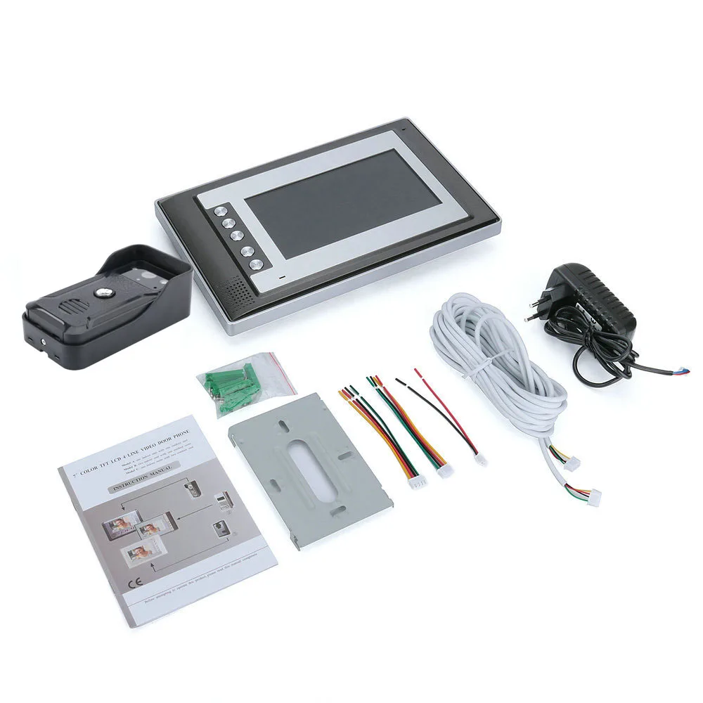 Визуальный домофон 7 ''TFT lcd проводной видео домофон система внутренний монитор 700TVL Открытый ИК камера Поддержка разблокировки