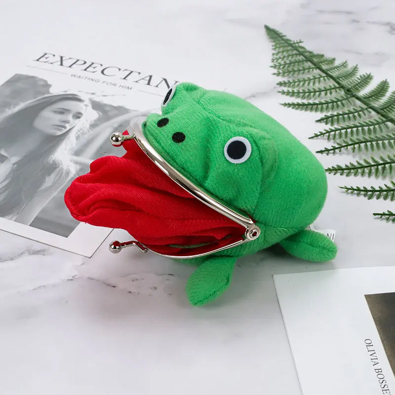 Cute Frog Coin Purses Children's Wallet Pouch Cartoon Shape Fluff Clutch Animal Purse Holder Adult Kids Girls Gift | Багаж и сумки
