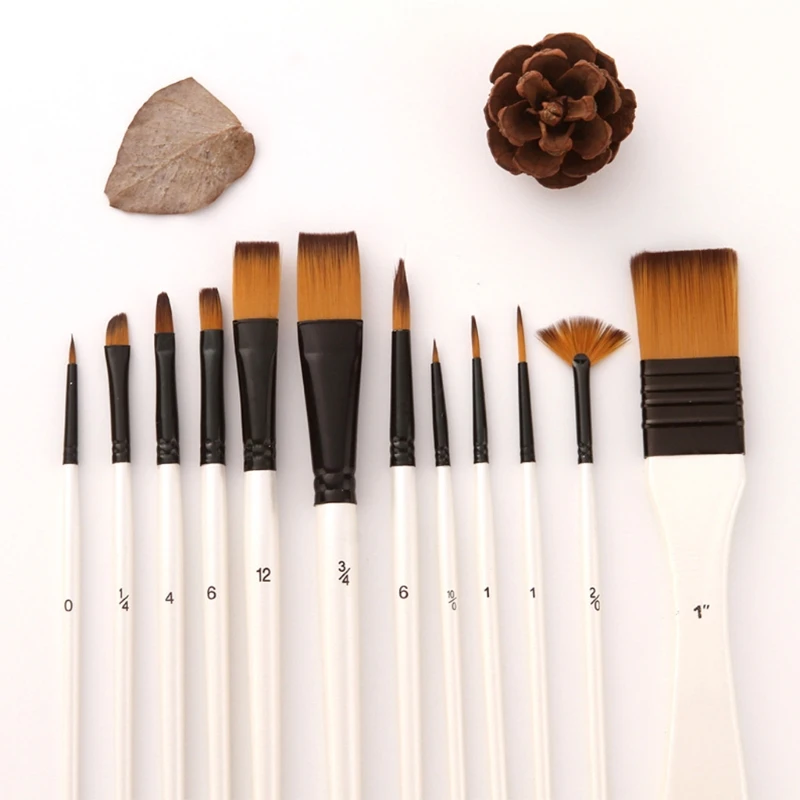 

12 Pcs Premium Portable Acrylic Oil Paint Brush Set with Zippered Brush Holder Case Drawing Supplies Pro Paint Brush Set