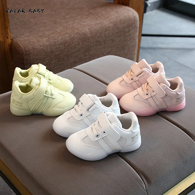 

Baby Girl Toddler Shoes 2021 Spring Kids Sneakers Solid Color Child Boy Sport Shoe Mesh Breathable Walking Shoes Non-Slip Light