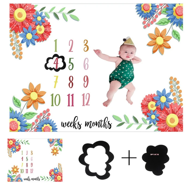 

Cartoon Pattern Infant Baby Milestone Photo Props Background Blankets Backdrop Cloth Calendar Boys Girls Photo Accessories