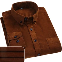 plus size 6xl autumnwinter warm quality 100cotton corduroy long sleeved button collar smart casual shirts for men comfortable