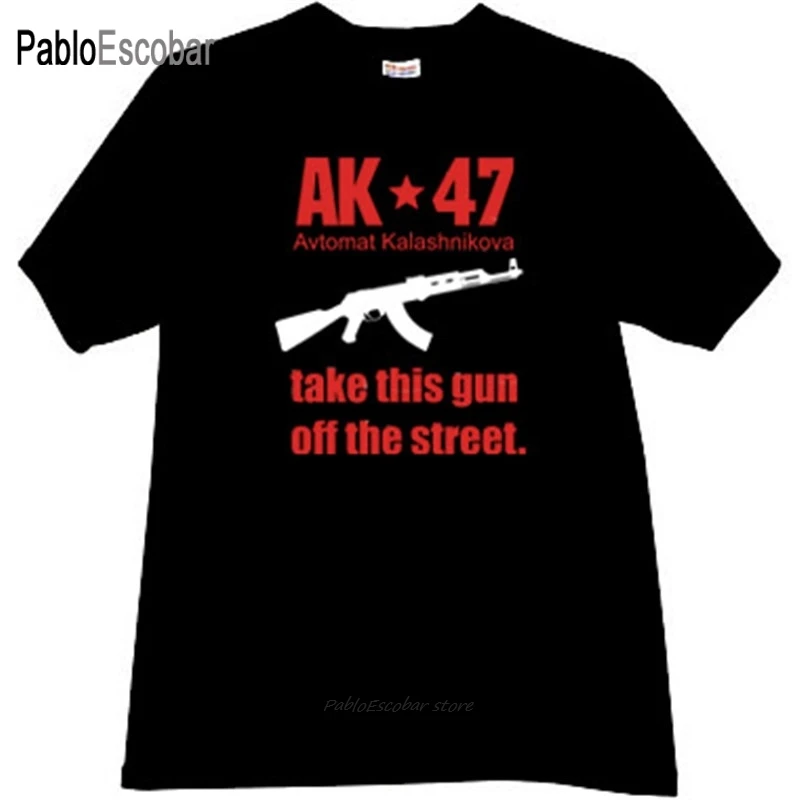 Мужская футболка хлопковая брендовые Топы AK47 снимите этот пистолет с улицы.