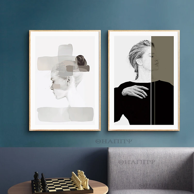 

Black White Gray Modern Canvas Paintings Wall For Bedroom Livingroom Decoration Painting Simple Art Painting No Frame