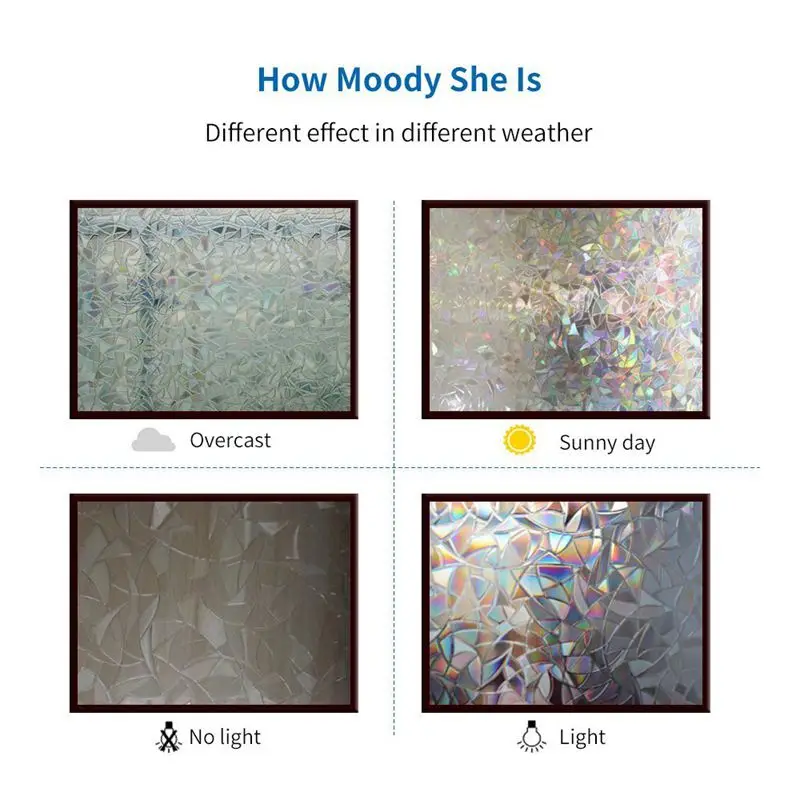New-3D No Glue Static Decorative Privacy Window Films For Glass Non-Adhesive Heat Control Anti Uv 23.6In. By 78.7In. (60 X 200Cm | Дом и сад