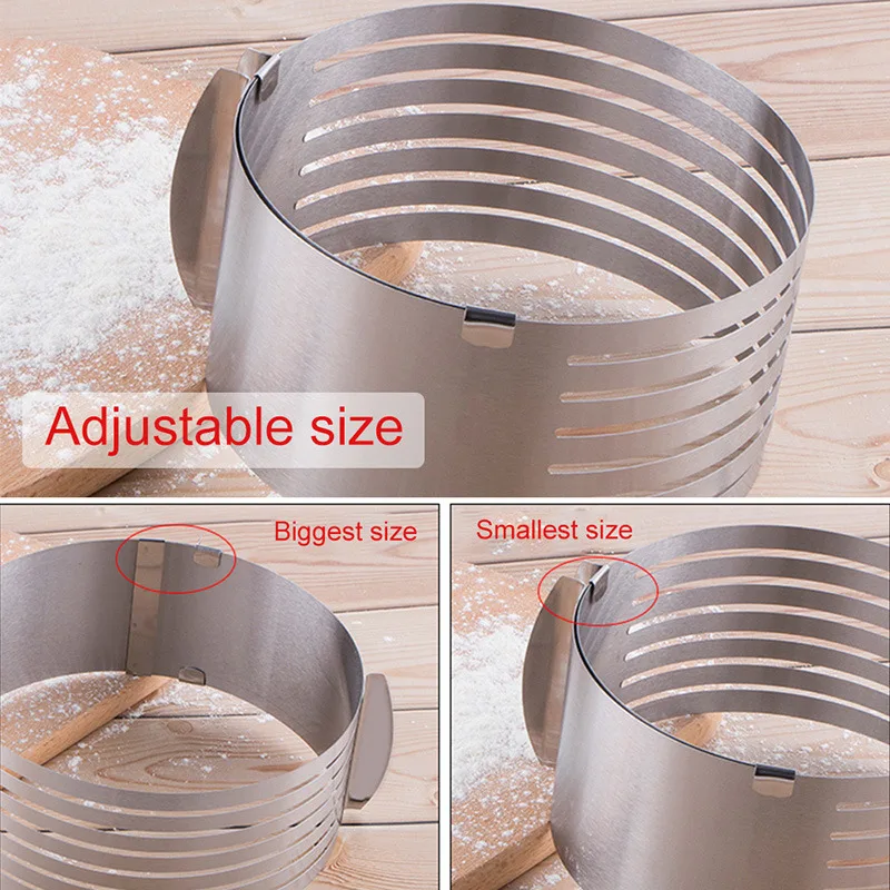 

6 Layers Adjustable Cake Cutter Slicer Stainless Steel Round Bread Cake Cutter Slicer Mousse Ring Mould Cake Decorating Tools