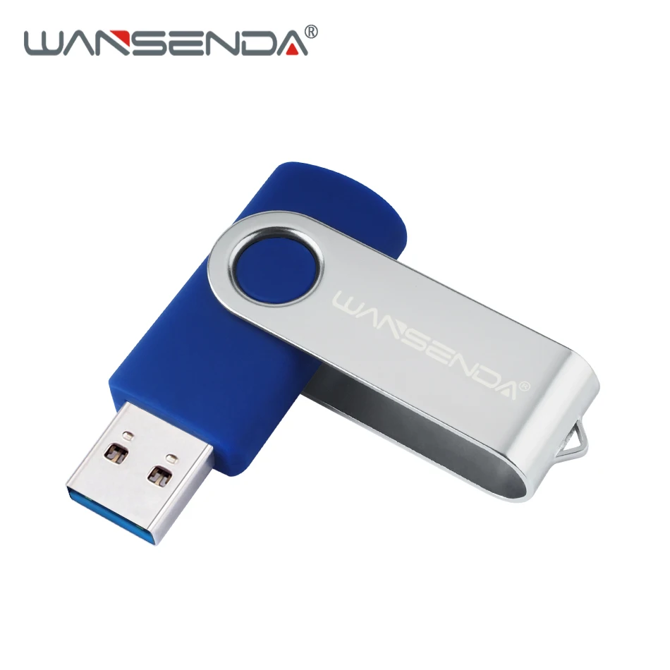 Синий WANSENDA USB флеш-накопитель, Вращающаяся ручка, 32 ГБ, 64 ГБ, Usb флешка 3,0, 16 ГБ, 128 ГБ, 256 ГБ, флешка, флеш-карта памяти для планшетных ПК - Цвет: Синий