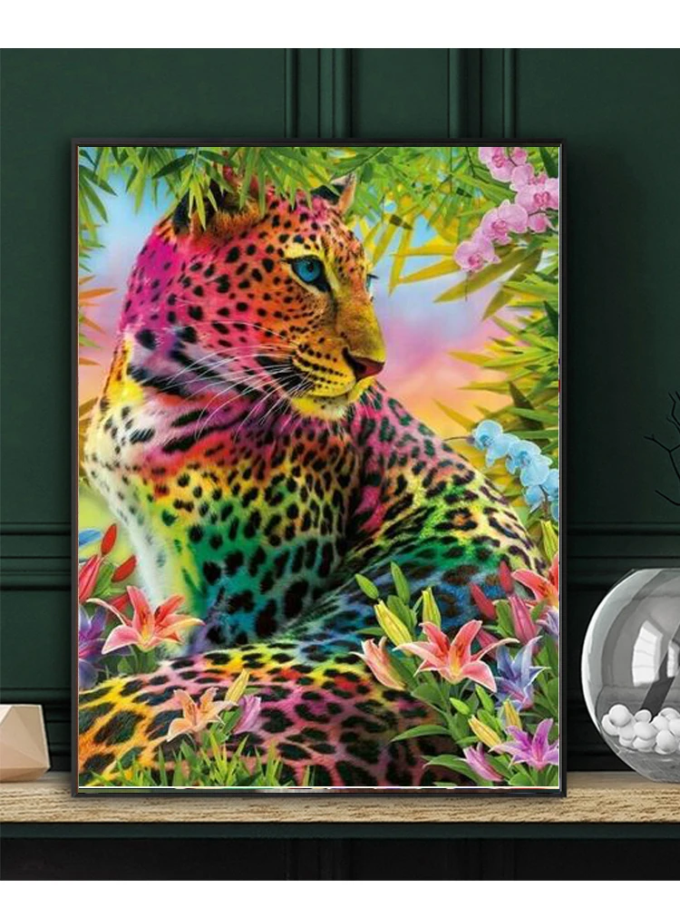 

Diy Diamond Painting Colorful Leopard Embroidery Cross Stitch Mosaic Full Square Round Drill Rhinestones Home Decor Needlework