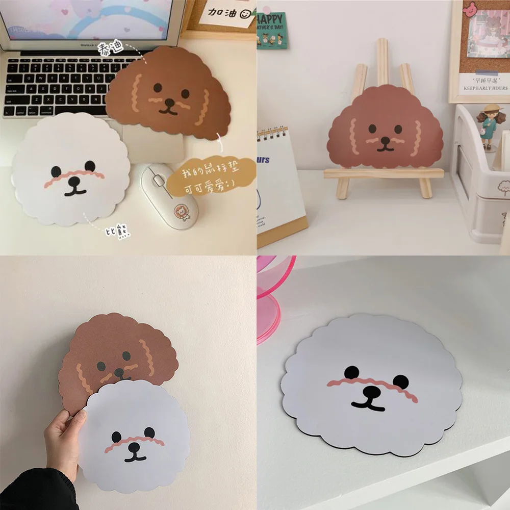 

Dropshipping Ins Cartoon Dog Mouse Pad Simple White Color Rubber Mouse Mat For Girl Computer Game