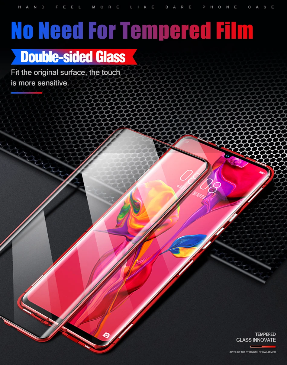 360 ° Магнитный двойной стеклянный флип-чехол для P30 Pro huawei Hauwei Hawei P 30 Lite 30 Lite Light 30Pro закаленное стекло полное покрытие