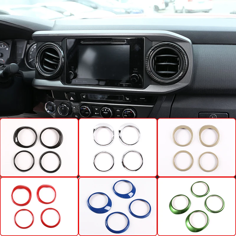 

Carbon Fiber Car Dashboard Central Control Air Condition Air Vent Outlet Ring Cover Trim Decoration For Toyota Tacoma 2016-2020