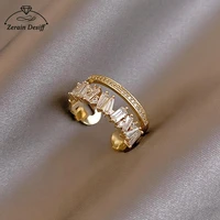 zerain desiff light luxury zircon double layer ring female fashion personality ring wild index finger ring