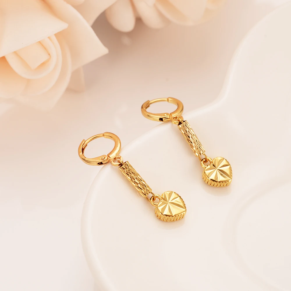 Золотые серьги в форме сердца для женщин/девочек детские любовь модные украшения