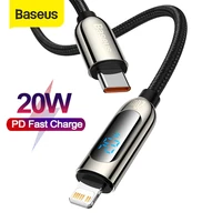 baseus 20w pd usb c cable fast charging cable for iphone 13 12 11 pro max xr digital display mobile phone data cord for iphone