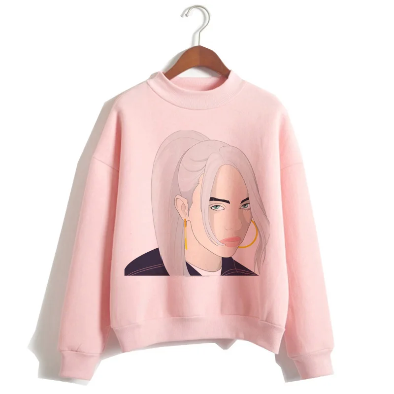 P1848N-pink Billie Eilish негабаритных худи для женщин Harajuku корейский хип хоп стиль Kawaii 90s Толстовка Женский капюшон Черная пятница Рождество - Цвет: P1848N-pink