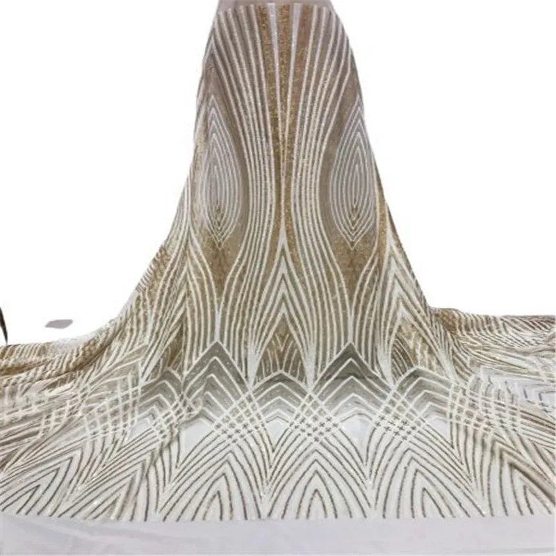 

African Mesh Lace Fabric With Sequins 2021 White Nigerian French Lace Fabric Fashion High Quality Sequines For Wedding