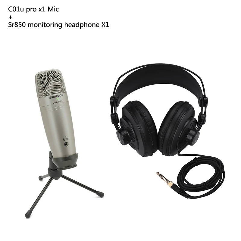 with 850 headphone Samson C01U Pro USB Студийный конденсаторный микрофон для профессионального радио диктофона, речевого повествования - Цвет: with 850 headphone