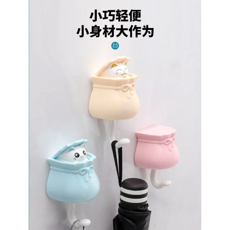 

Hook strong viscose creative wall hanging cute door wall punching-free door blessing bag cat key collection