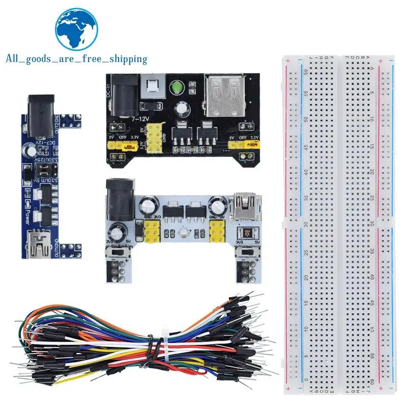 Макетная плата MB102 3,3 В/5 В, модуль питания + MB-102 830 точек, прототип, хлебопечка для комплекта arduino + 65 Джампер-проводов, оптовая продажа