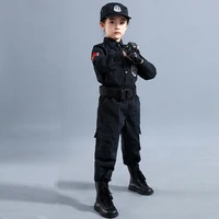 american special force police costume for kids tactical military vest jacket pants helmet toys policeman cosplay kit halloween