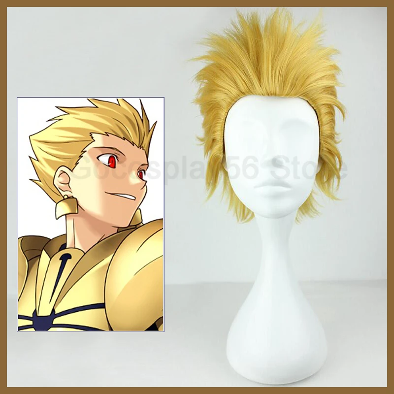 Fate Zero Stay Night Gilgamesh парик Золотой короткий Косплей волосы абсолютная демоническая Передняя Babylonia Экстра CCC Хэллоуин ролевые игры