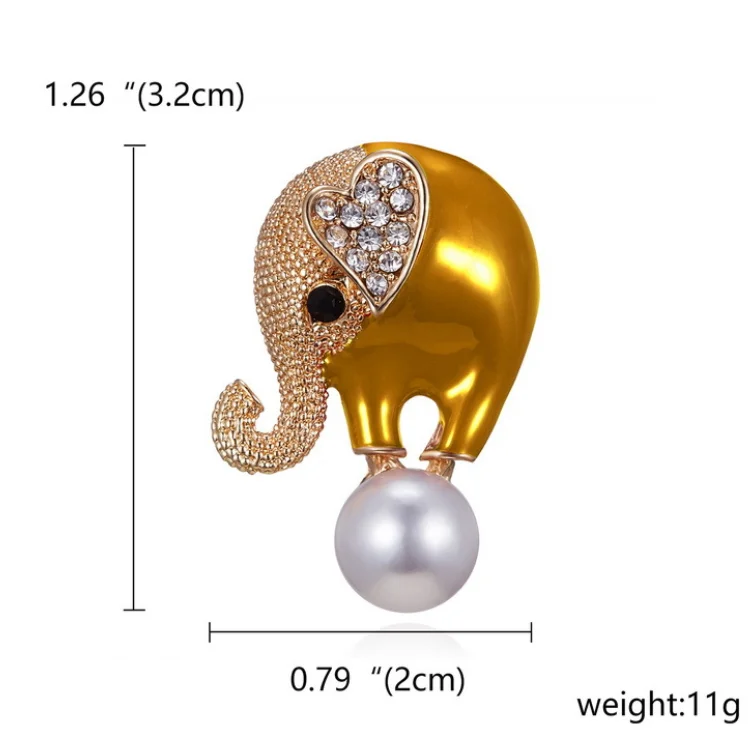 Новинка Модная креативная брошь в виде слона жемчуга стразы украшение на грудь