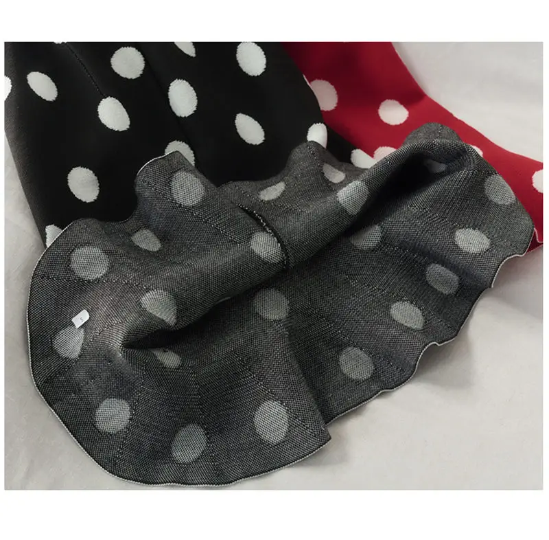 LUOSHA женская трикотажная юбка миди в горошек с оборками Осень-зима 2020 | Женская