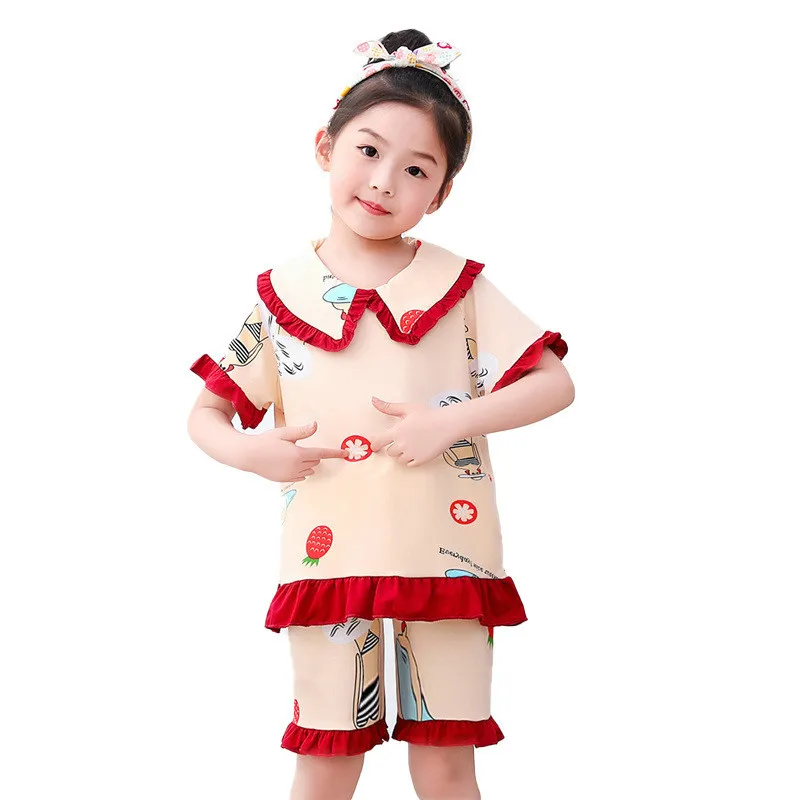 SIMISI/детский пижамный комплект с рисунком отложным воротником пижамы из