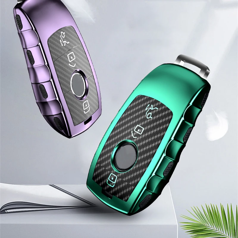 ТПУ чехол для автомобильного ключа в стиле углеродного волокна полный Чехол Mercedes