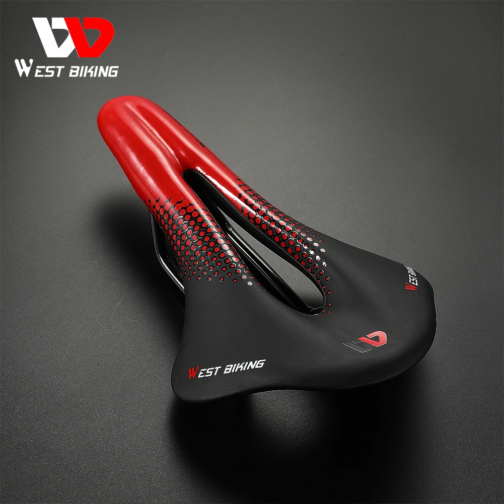 WEST BIKING Bicycle Saddle MTB Mountain Road Racing Bike Seat Soft PU Leather Hollow Breathable Cushion Cycling Part Accessories | Спорт и