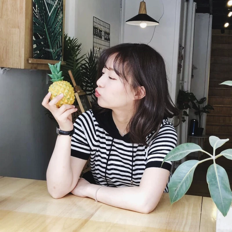 

T-shirt women 2021 cotton pullover striped stitching knitwear casual plus size hooded collar sweater short-sleeved top tees