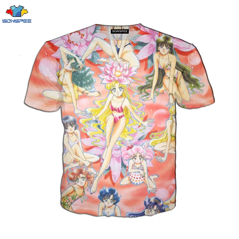 Женская футболка SONSPEE Sailor Moon летняя Милая с принтом кота повседневная женская