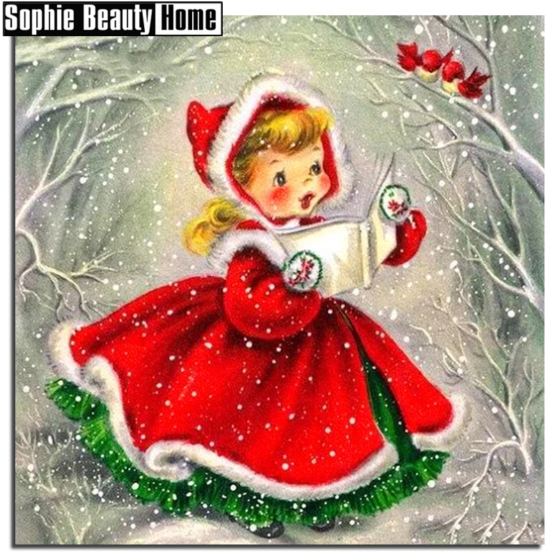Настоящая 5D алмазная вышивка крестиком девушка в снегу Сделай Сам полностью