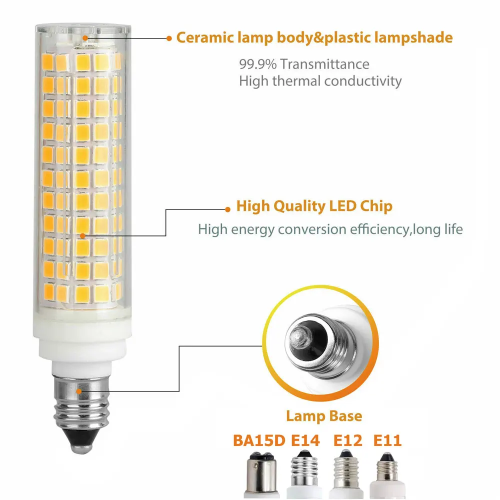 Затемнения светодиодный Лампа 15 Вт BA15D E11 E12 E14 136 s SMD 2835 Кукуруза лампы заменить 100