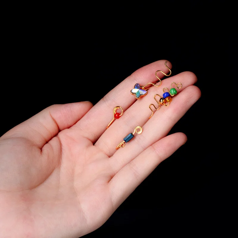 

African Nose Cuff Non Piercing Clip On Nose Ring For Wome Crystal Pearl Nose Cuffs Fake Nose Cuff Set For Women And Girls