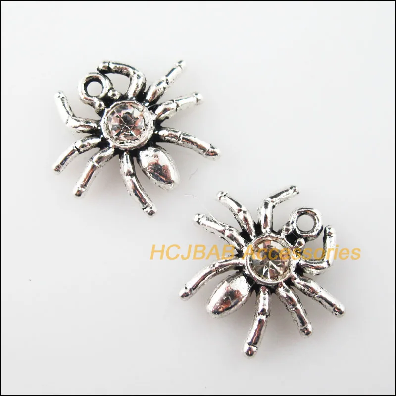 20 шт. Тибетский серебристый цвет прозрачного хрусталя животных Паук Подвески