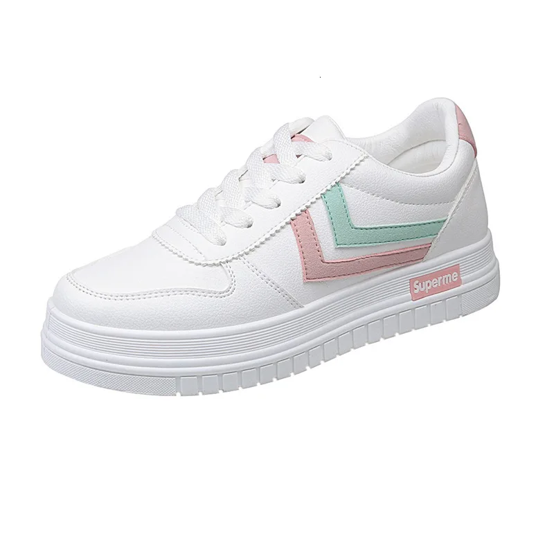 Новинка 2019 года женская повседневная обувь из вулканизированной кожи белые