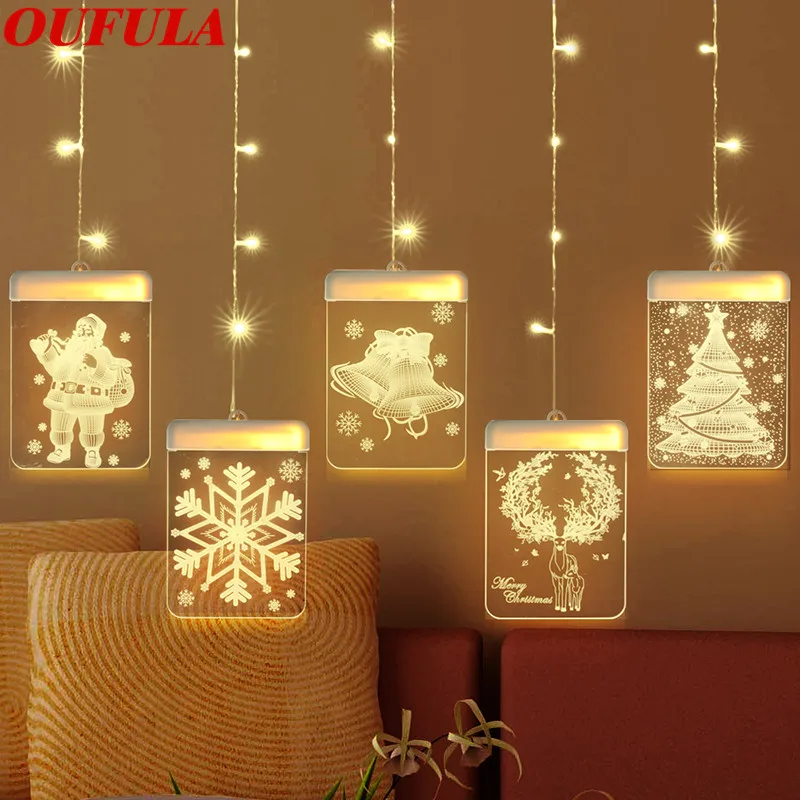 USB 3D Рождественский светодиодный праздничный светильник, колокольчик с Сантой Jingling, снежинка, снеговик, украшения для окон, светильник, пода... от AliExpress RU&CIS NEW