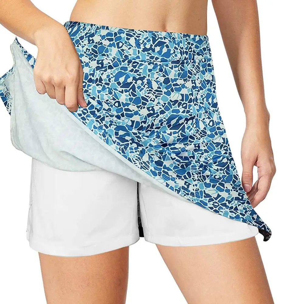 Размера плюс женские спортивные мини-шорты с принтом карманом для бега тенниса