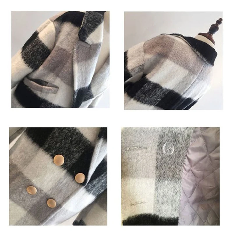 Новинка осень зима кашемировый Тренч Куртка женская повседневная черная белая