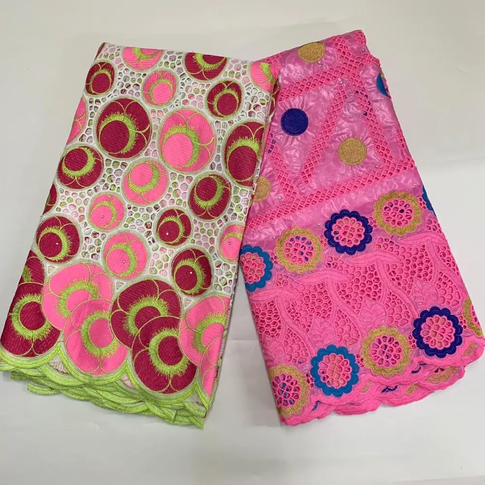 

2.5+2.5yards new fashion Nigerian bazin riche lace fabric with African swiss voile lace in switzerland SHIS1103